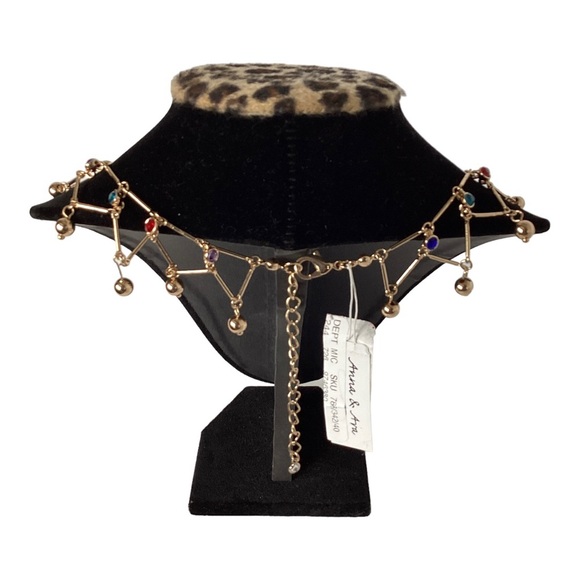 Anna & Ava Gold Tone And Drop Bead Multicolor Rhinestone Collar Necklace - Picture 10 of 14